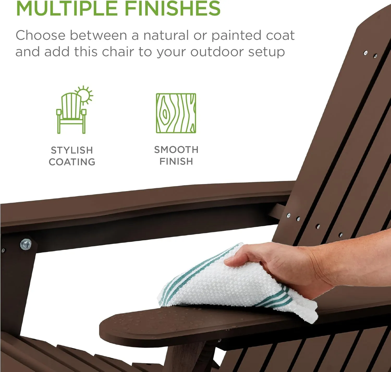 Best Choice Products Folding Adirondack Chair Outdoor Wooden Accent Furniture Fire Pit Lounge Chairs for Yard, Garden, Patio w/ 350lb Weight Capacity - Brown
