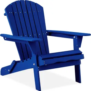 Best Choice Products Folding Adirondack Chair Outdoor Wooden Accent Furniture Fire Pit Lounge Chairs for Yard, Garden, Patio w/ 350lb Weight Capacity - Cobalt Blue
