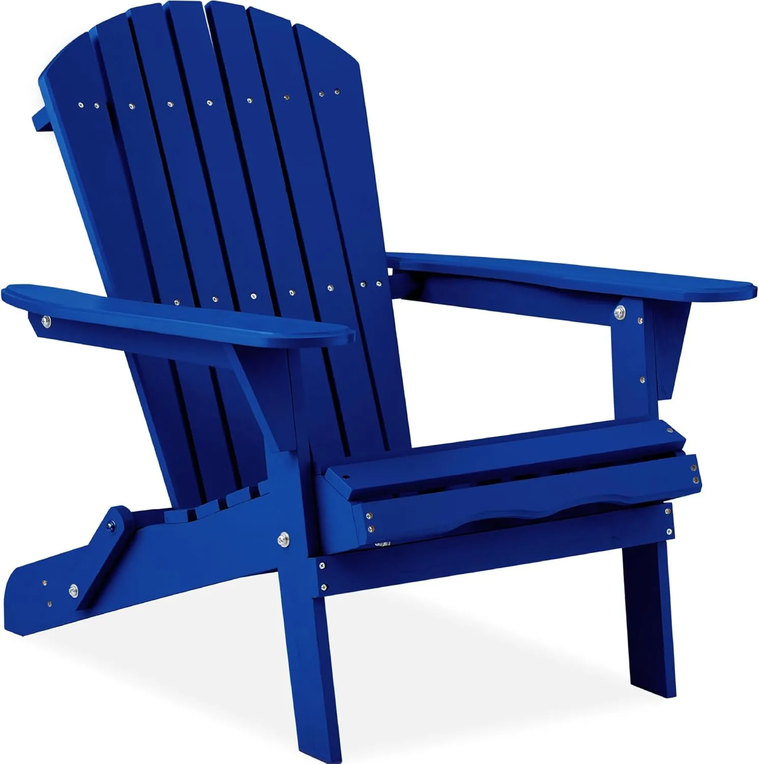Best Choice Products Folding Adirondack Chair Outdoor Wooden Accent Furniture Fire Pit Lounge Chairs for Yard, Garden, Patio w/ 350lb Weight Capacity - Cobalt Blue