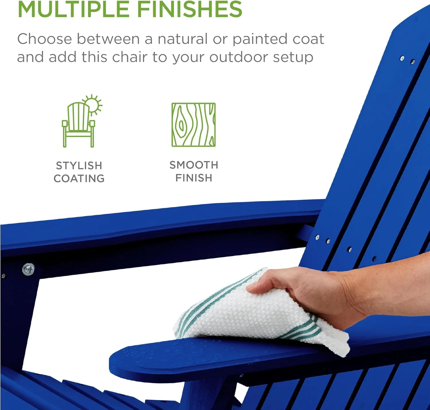 Best Choice Products Folding Adirondack Chair Outdoor Wooden Accent Furniture Fire Pit Lounge Chairs for Yard, Garden, Patio w/ 350lb Weight Capacity - Cobalt Blue