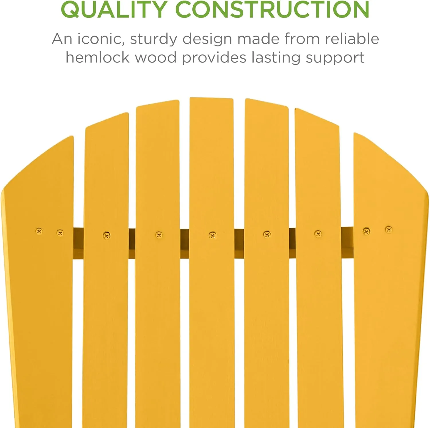 Best Choice Products Folding Adirondack Chair Outdoor Wooden Accent Furniture Fire Pit Lounge Chairs for Yard, Garden, Patio w/ 350lb Weight Capacity - Marigold Yellow