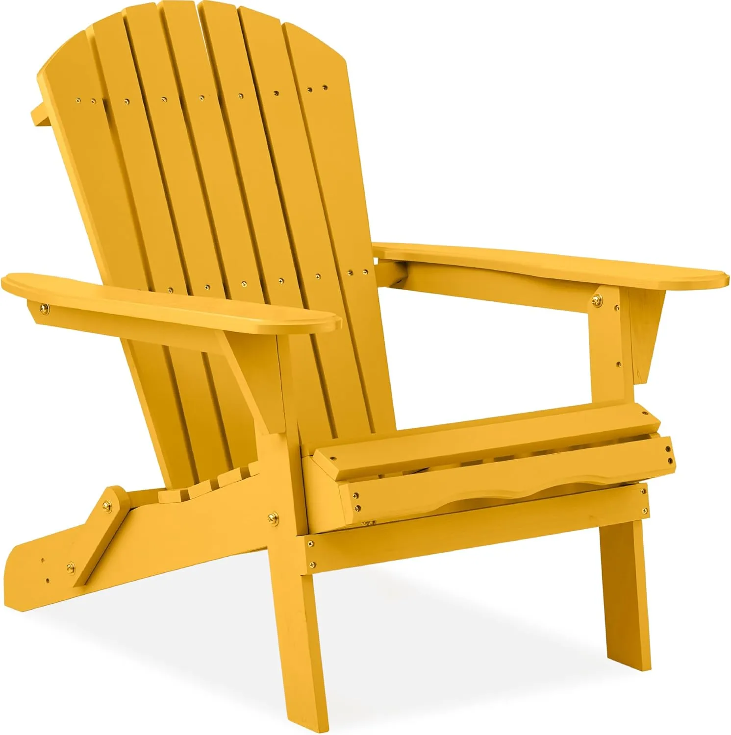 Best Choice Products Folding Adirondack Chair Outdoor Wooden Accent Furniture Fire Pit Lounge Chairs for Yard, Garden, Patio w/ 350lb Weight Capacity - Marigold Yellow