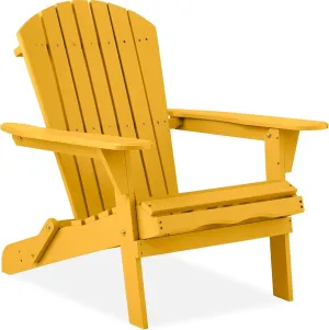 Best Choice Products Folding Adirondack Chair Outdoor Wooden Accent Furniture Fire Pit Lounge Chairs for Yard, Garden, Patio w/ 350lb Weight Capacity - Marigold Yellow