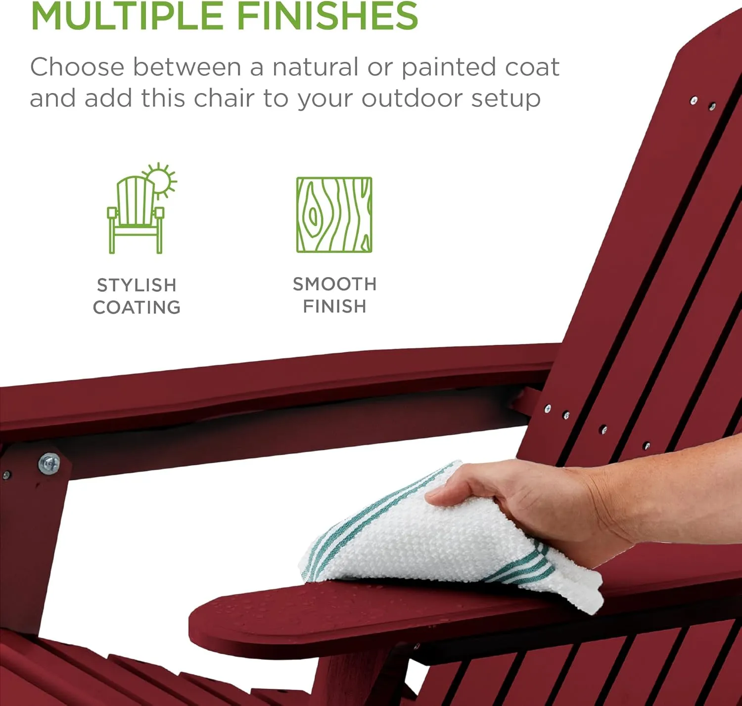 Best Choice Products Folding Adirondack Chair Outdoor Wooden Accent Furniture Fire Pit Lounge Chairs for Yard, Garden, Patio w/ 350lb Weight Capacity - Red