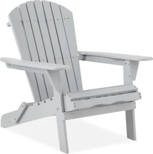 Best Choice Products Folding Adirondack Chair Outdoor Wooden Accent Furniture Fire Pit Lounge Chairs for Yard, Garden, Patio w/ 350lb Weight Capacity - Slate Gray