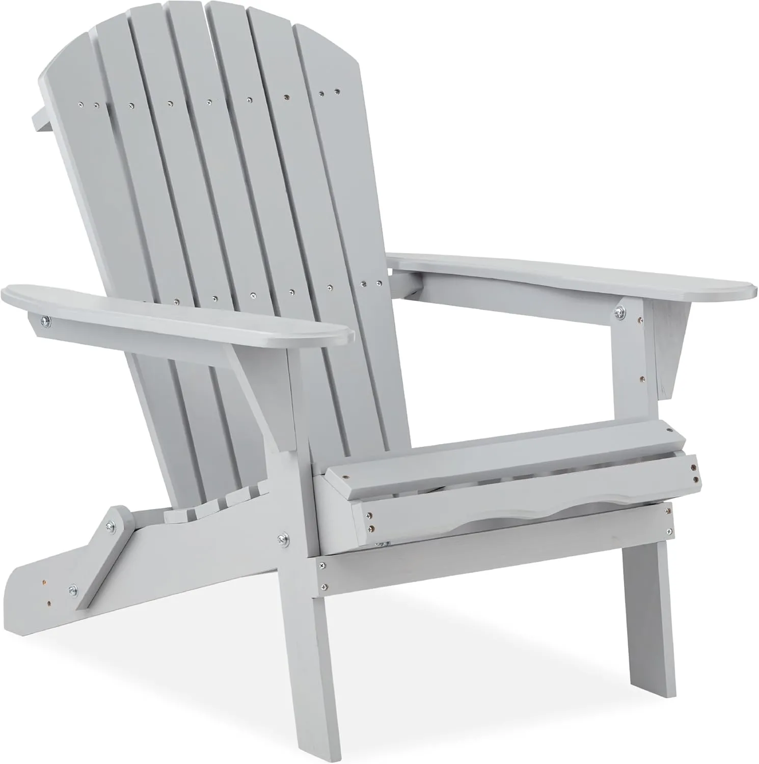 Best Choice Products Folding Adirondack Chair Outdoor Wooden Accent Furniture Fire Pit Lounge Chairs for Yard, Garden, Patio w/ 350lb Weight Capacity - Slate Gray