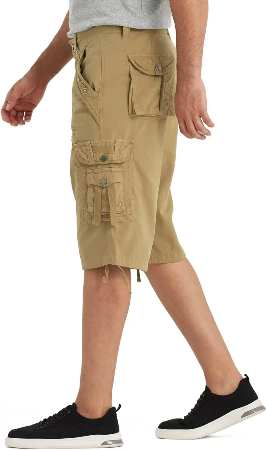 BEST SOUTH Mens Cargo Shorts with 8 Pockets Casual Long Blew Knee Capri 3/4 Pants Relaxed Fit Work Fishing Hiking