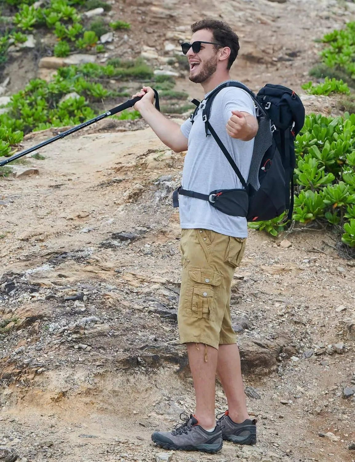 BEST SOUTH Mens Cargo Shorts with 8 Pockets Casual Long Blew Knee Capri 3/4 Pants Relaxed Fit Work Fishing Hiking