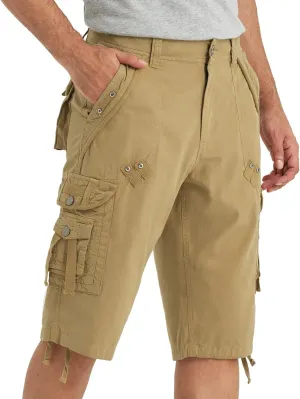 BEST SOUTH Mens Cargo Shorts with 8 Pockets Casual Long Blew Knee Capri 3/4 Pants Relaxed Fit Work Fishing Hiking