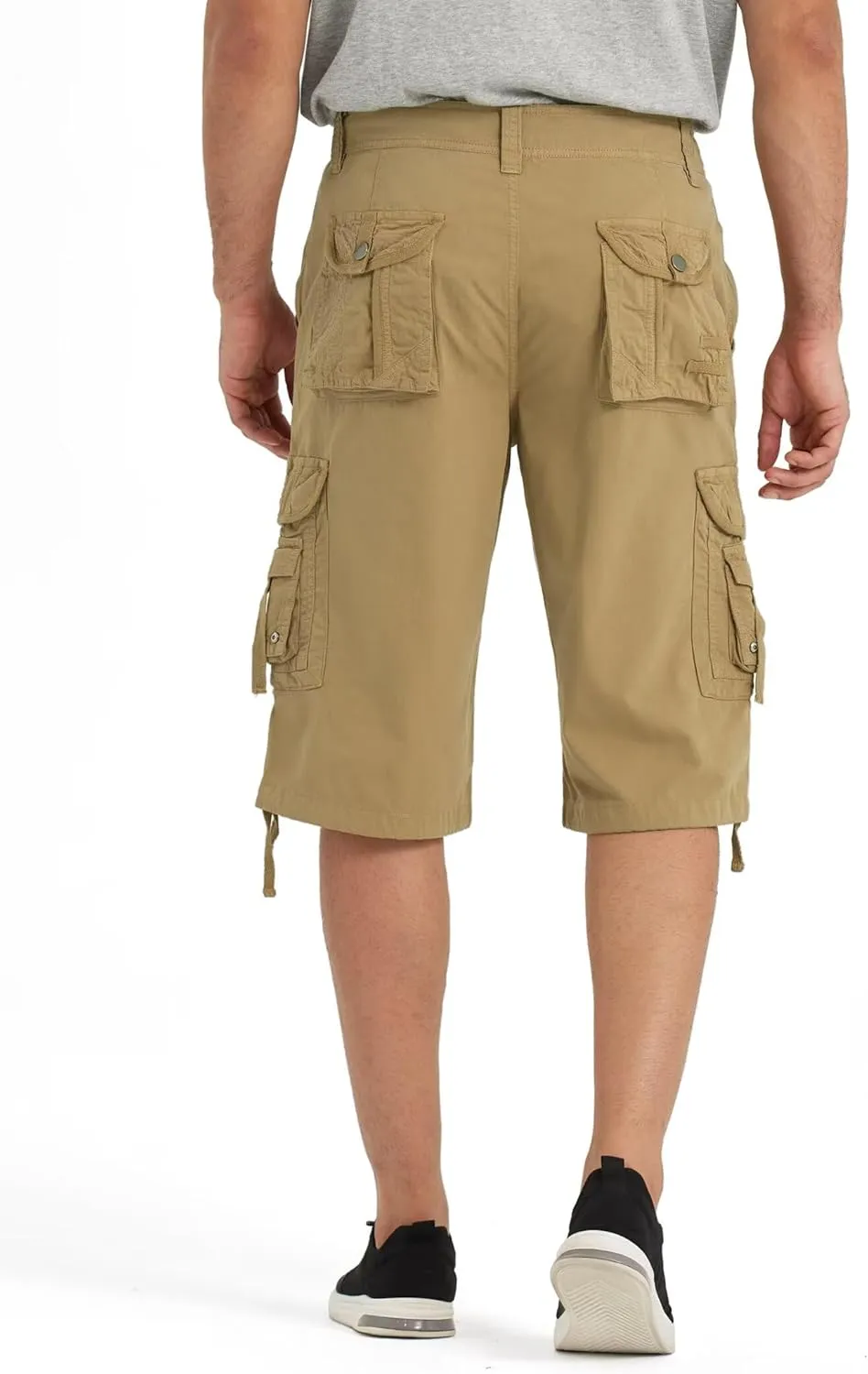 BEST SOUTH Mens Cargo Shorts with 8 Pockets Casual Long Blew Knee Capri 3/4 Pants Relaxed Fit Work Fishing Hiking