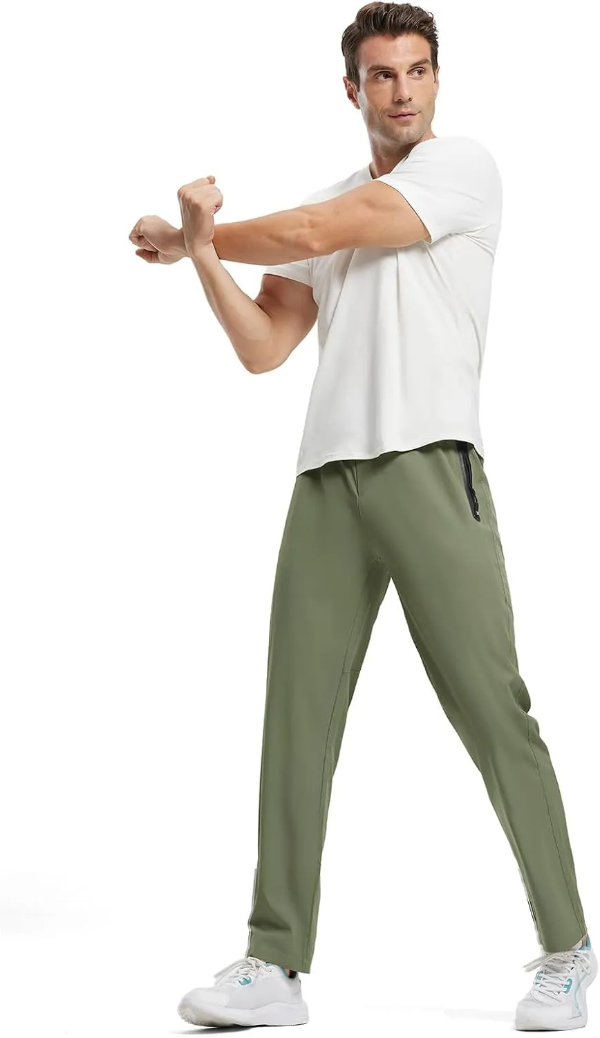 BGOWATU Men's Sweatpants Zipper Pockets Lightweight Exercise Pants Running Workout Sports