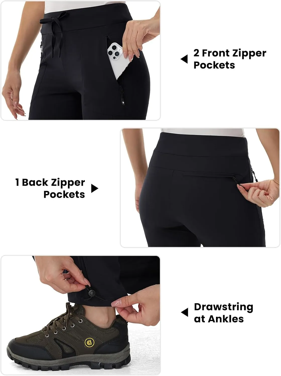 BGOWATU Women's Hiking Pants Lightweight Quick Dry Casual Joggers with Zipper Pockets Athletic Water Resistant Outdoor