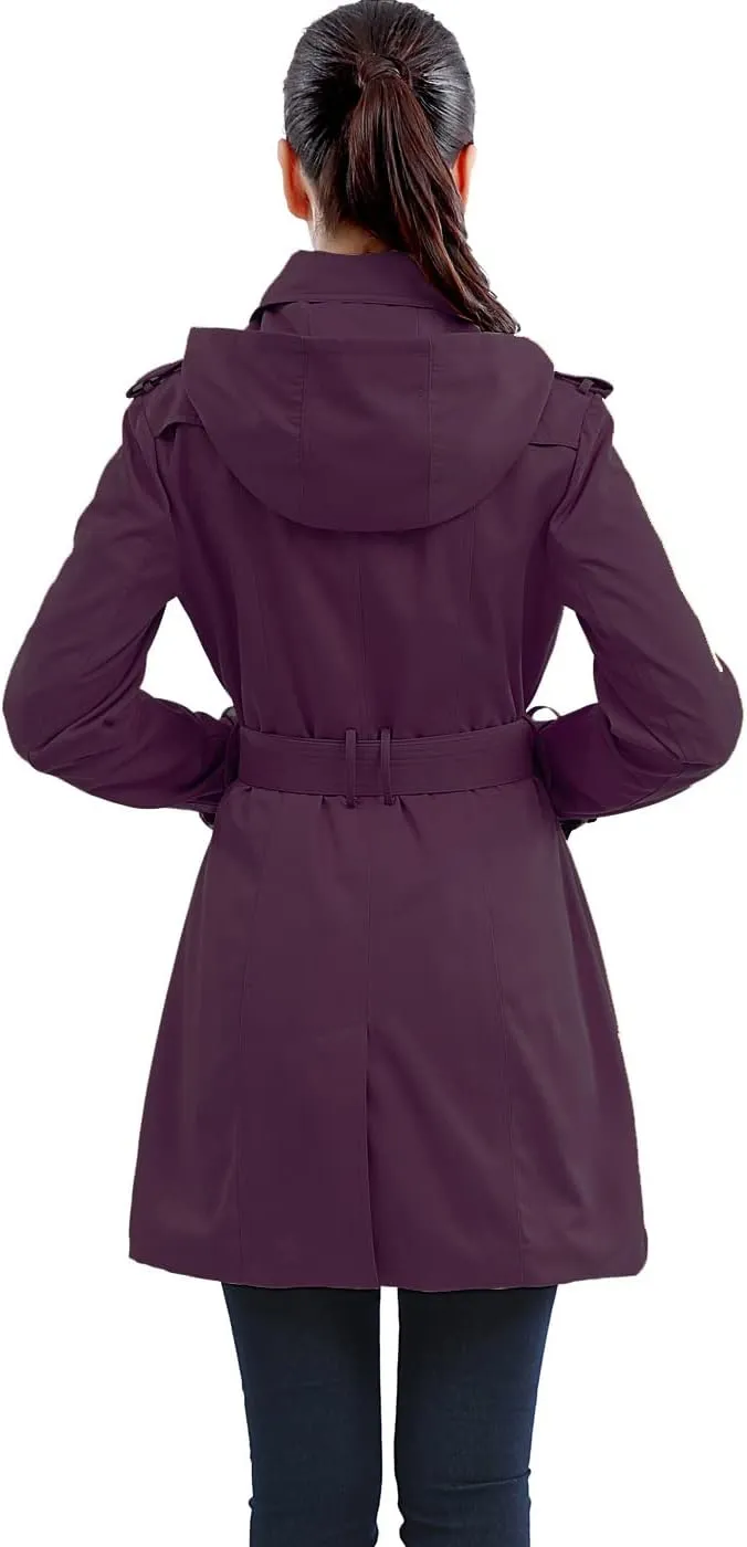 BGSD Women Leah Waterproof Hooded Mid Length Trench Coat