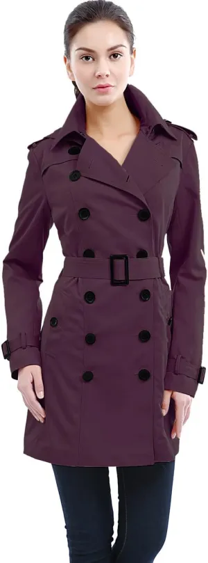 BGSD Women Leah Waterproof Hooded Mid Length Trench Coat