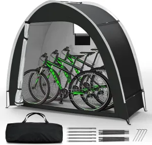 Bike Storage Tent Outdoor - Upgraded Portable Bicycle Storage Sheds with 210D Oxford Fabric PU5000 Waterproof for 2-3 Bikes, Bike Tent/Bike Shed/Bike Cover for Motorcycle, Garden Tools, etc