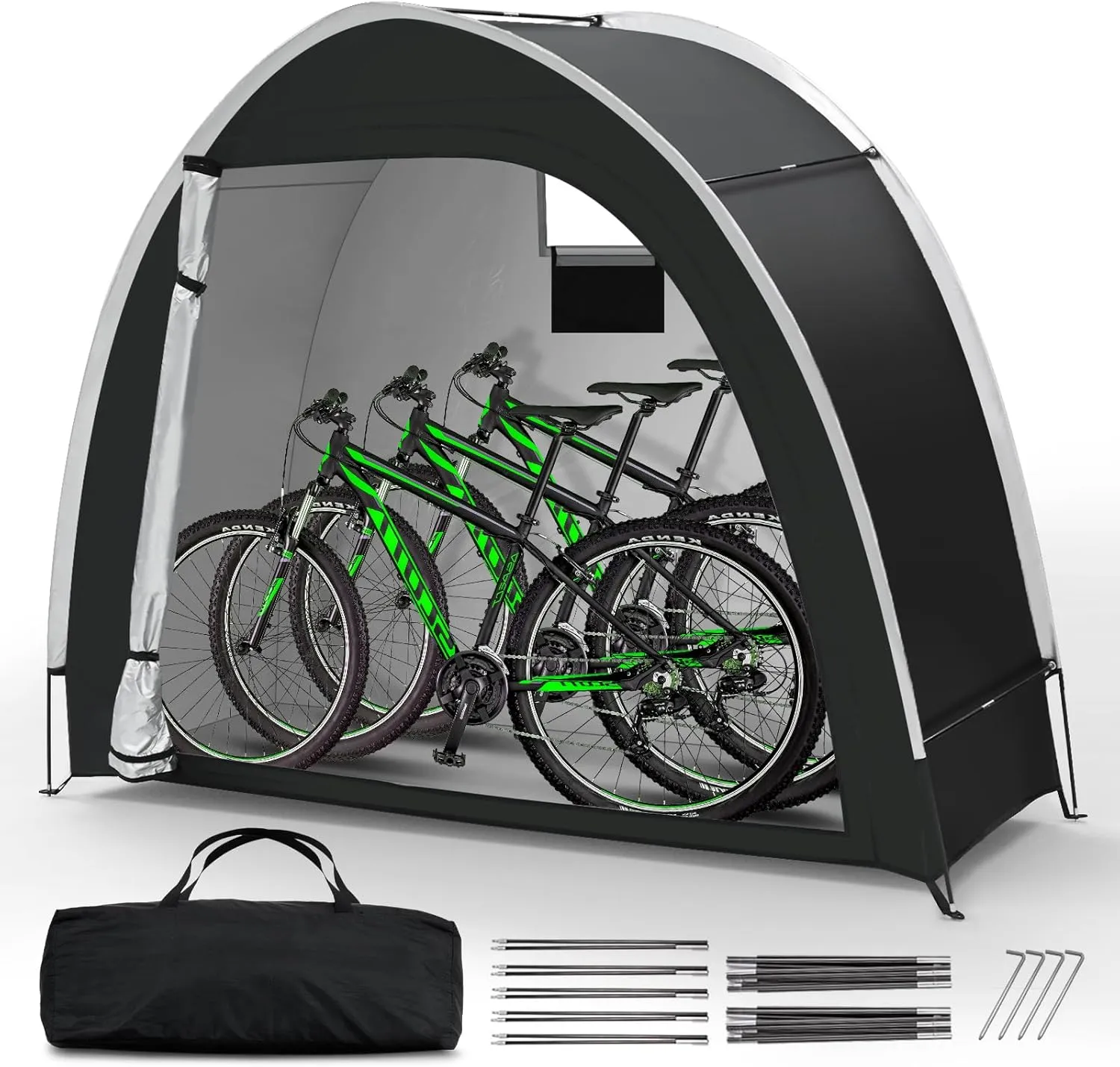 Bike Storage Tent Outdoor - Upgraded Portable Bicycle Storage Sheds with 210D Oxford Fabric PU5000 Waterproof for 2-3 Bikes, Bike Tent/Bike Shed/Bike Cover for Motorcycle, Garden Tools, etc