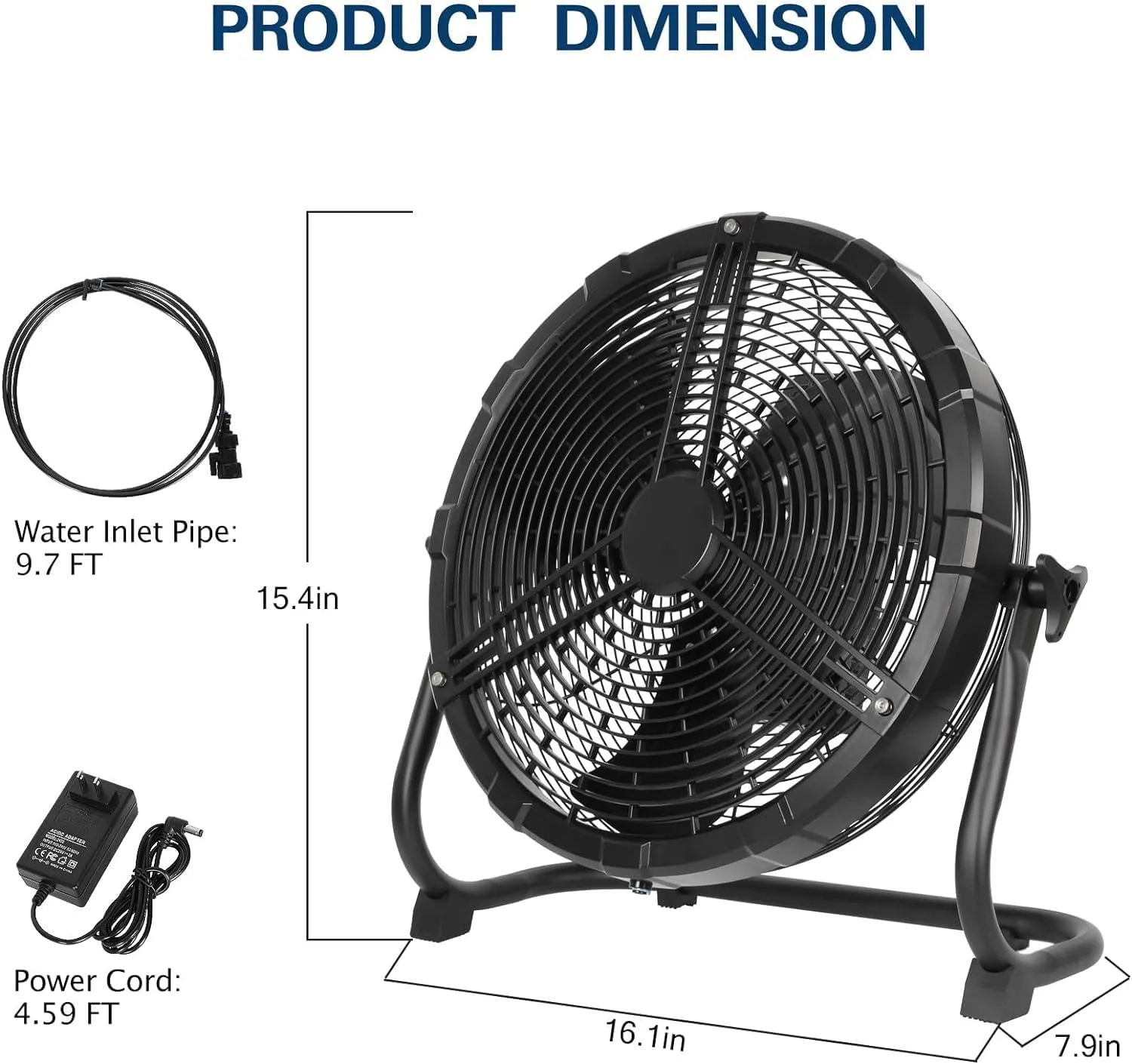 BILT HARD 12 Inch Battery Operated Outdoor Portable Misting Fan, Rechargeable Portable Floor Fan with 15600mAh Detachable Battery for Outside