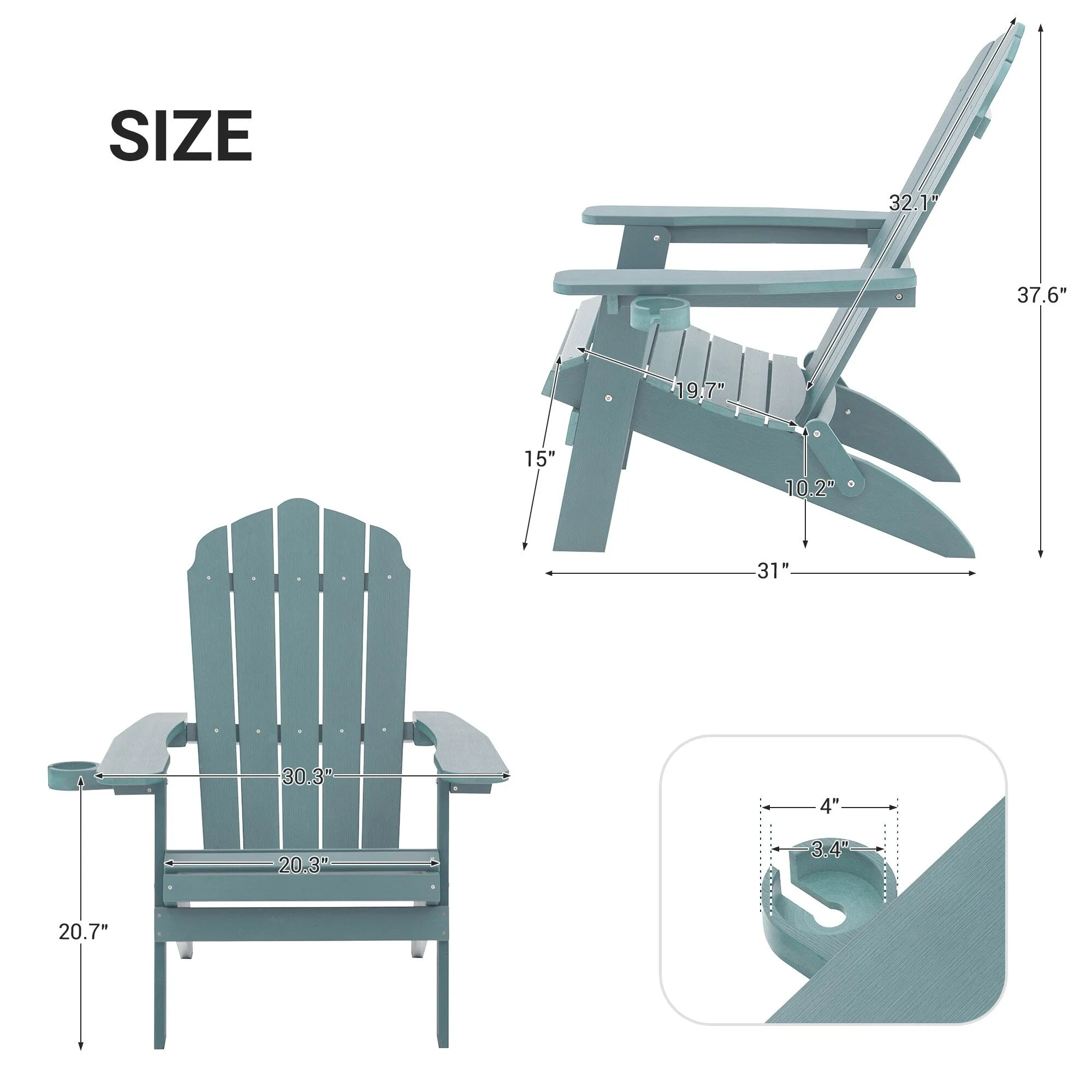 Bonosuki Set of 2 Folding Adirondack Chair Patio Fire Pit Chair