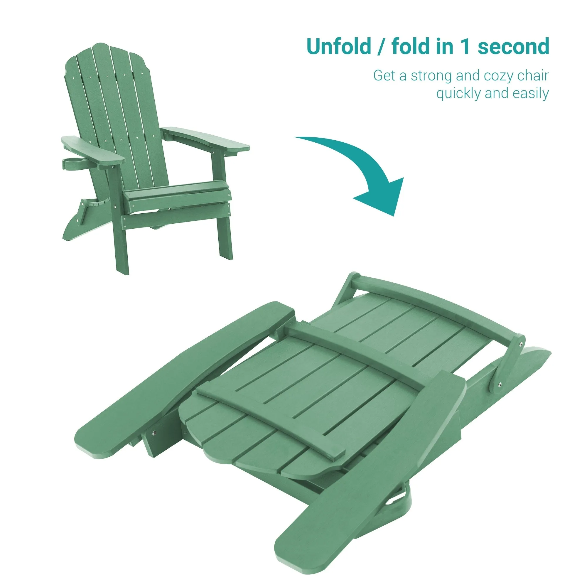 Bonosuki Set of 2 Folding Adirondack Chair Patio Fire Pit Chair