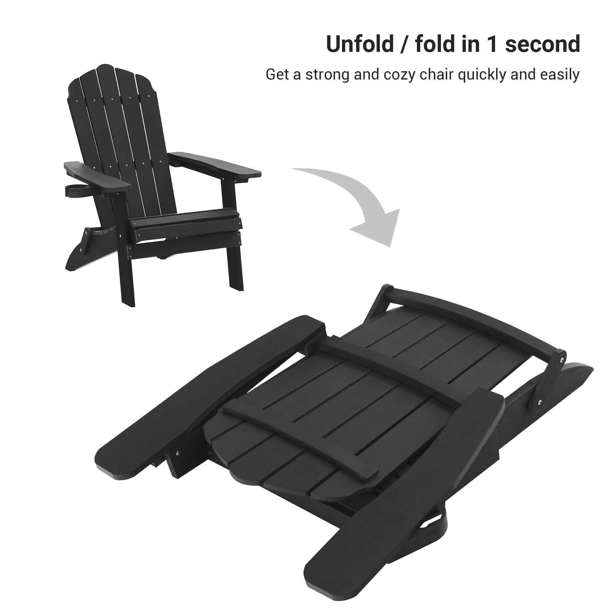 Bonosuki Set of 2 Folding Adirondack Chair Patio Fire Pit Chair