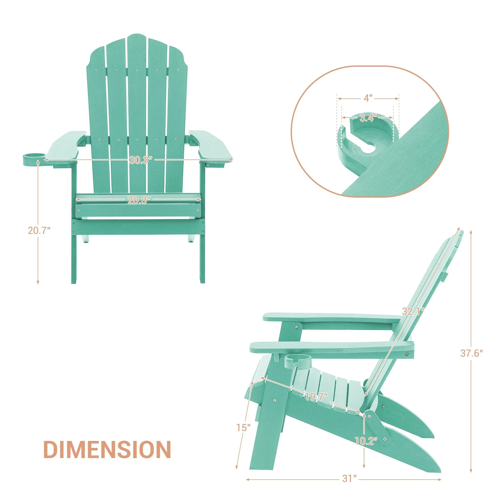 Bonosuki Set of 2 Folding Adirondack Chair Patio Fire Pit Chair