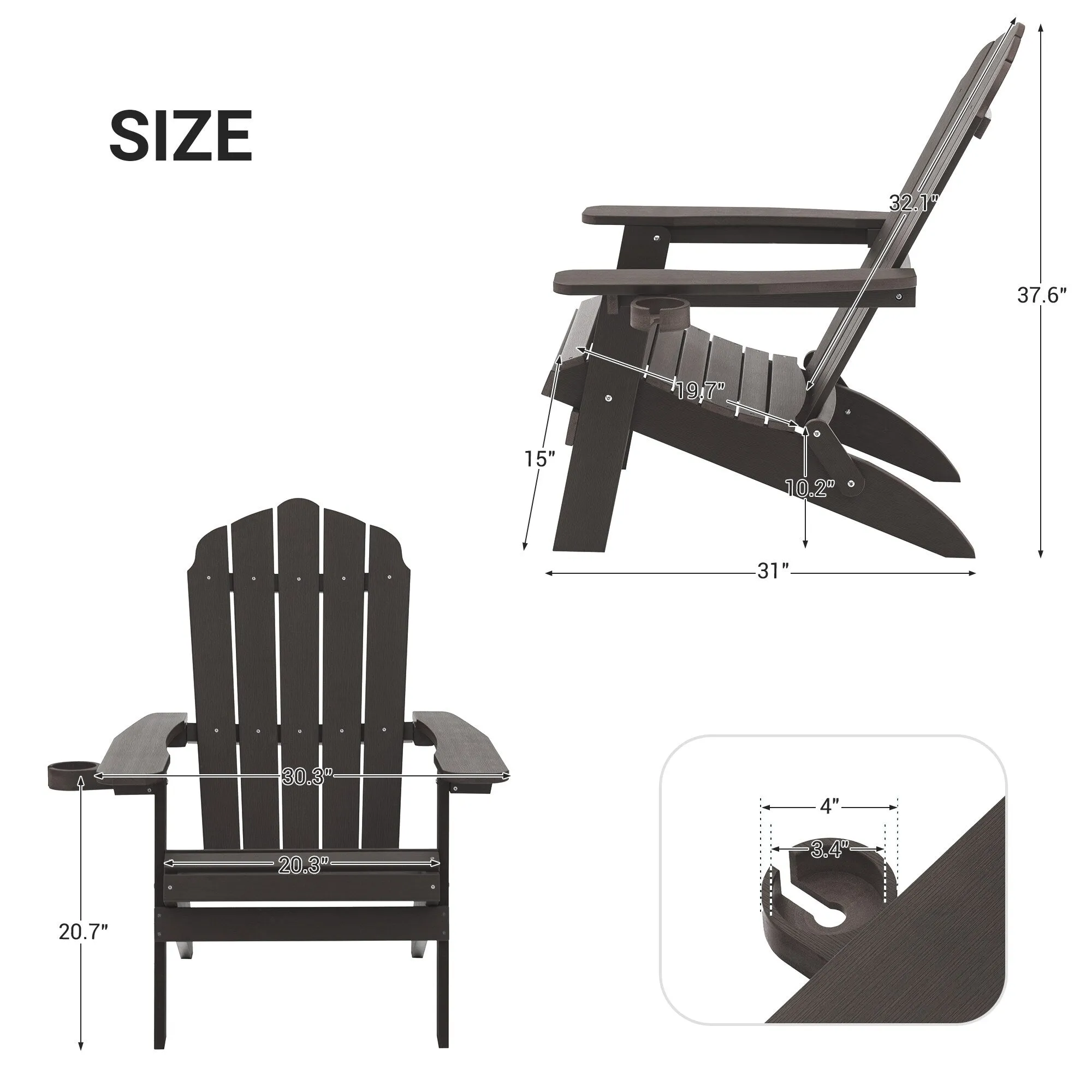 Bonosuki Set of 2 Folding Adirondack Chair Patio Fire Pit Chair