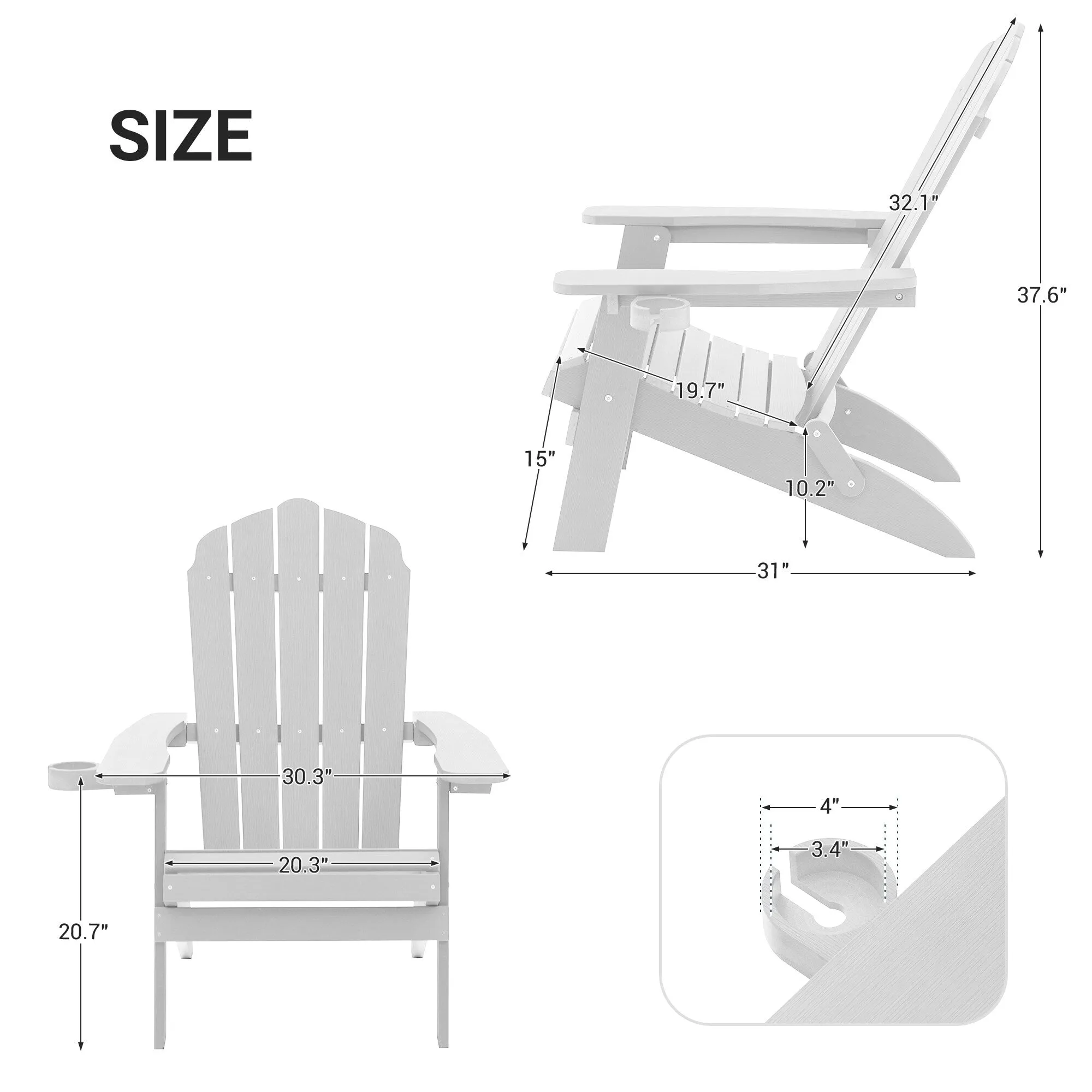 Bonosuki Set of 2 Folding Adirondack Chair Patio Fire Pit Chair