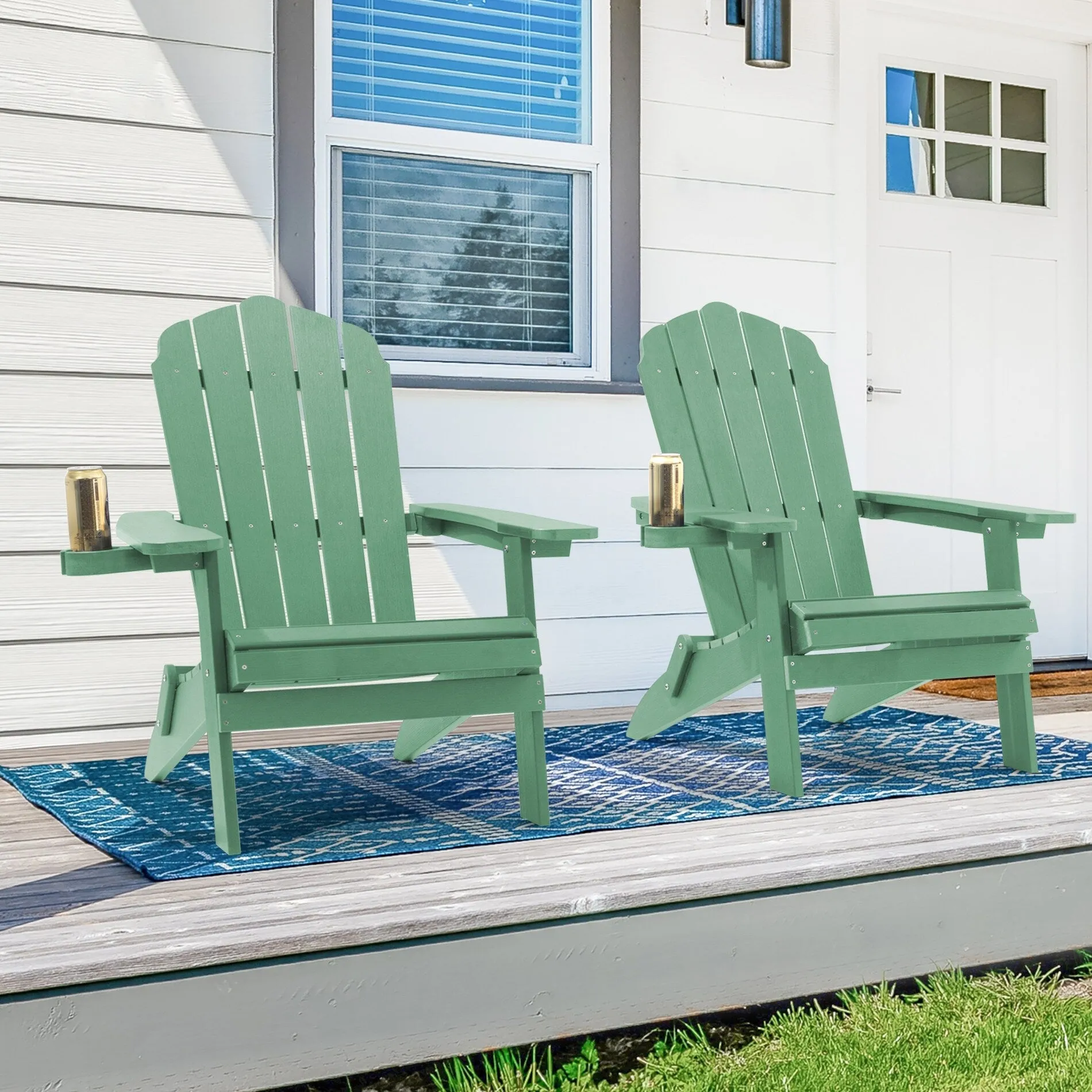 Bonosuki Set of 2 Folding Adirondack Chair Patio Fire Pit Chair