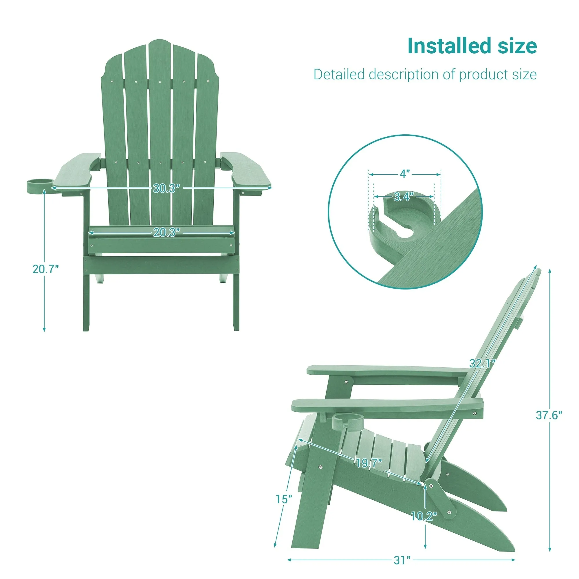 Bonosuki Set of 2 Folding Adirondack Chair Patio Fire Pit Chair