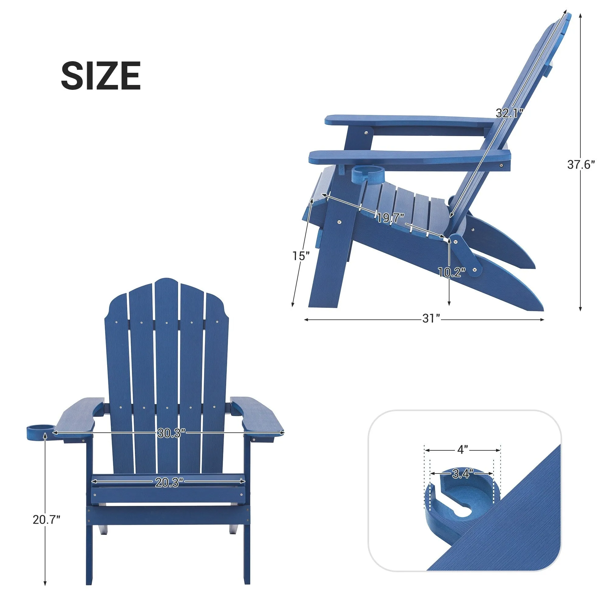 Bonosuki Set of 2 Folding Adirondack Chair Patio Fire Pit Chair