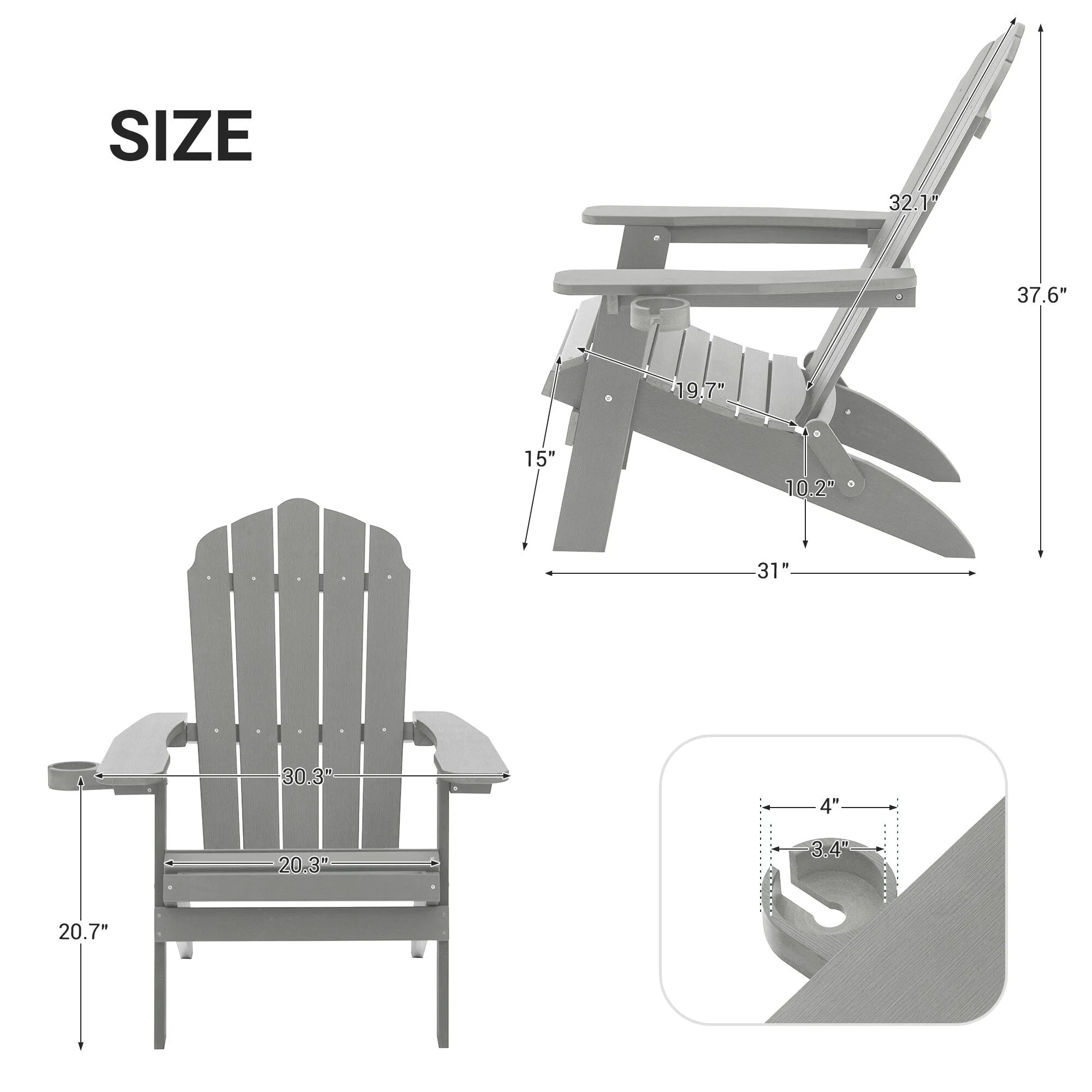 Bonosuki Set of 2 Folding Adirondack Chair Patio Fire Pit Chair