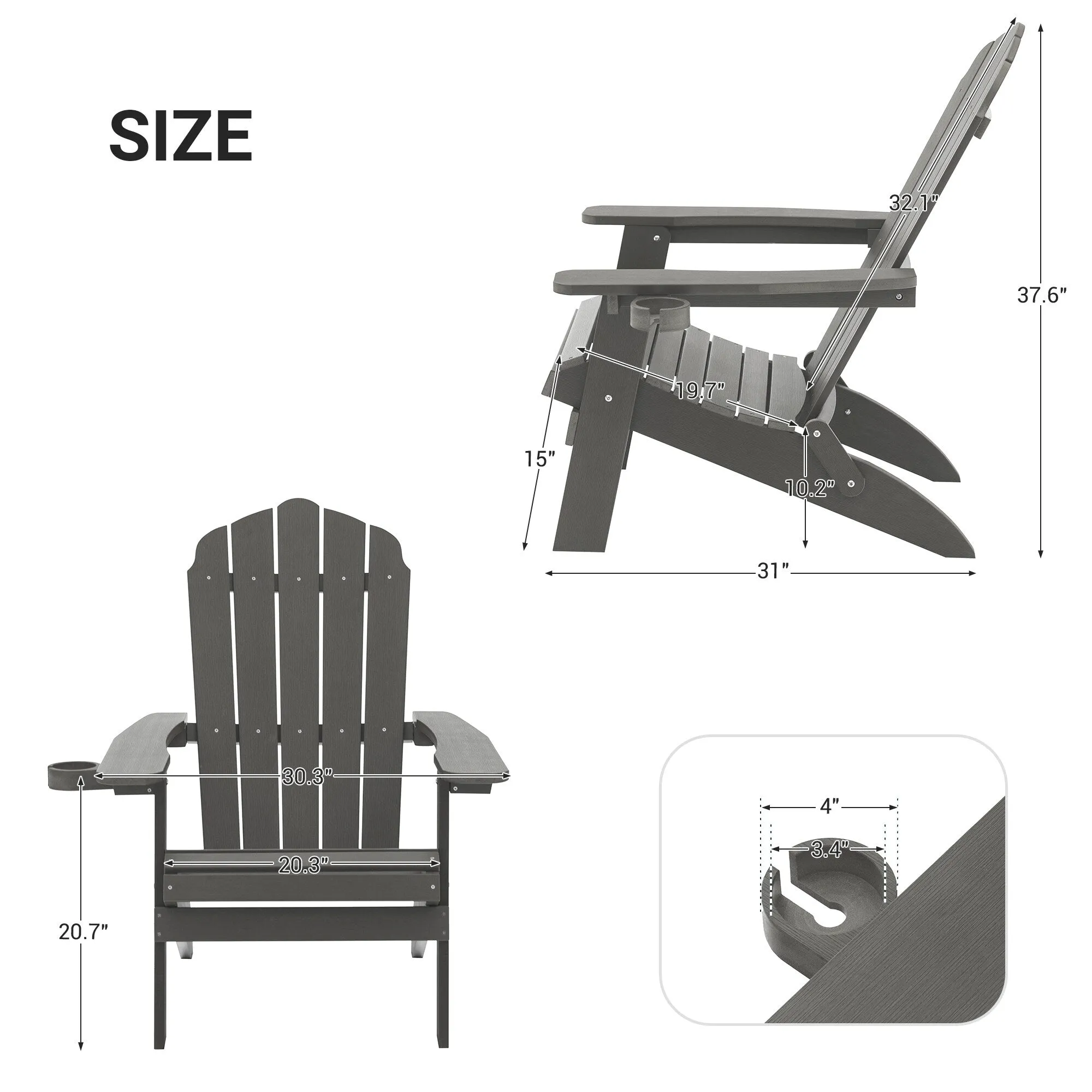 Bonosuki Set of 2 Folding Adirondack Chair Patio Fire Pit Chair
