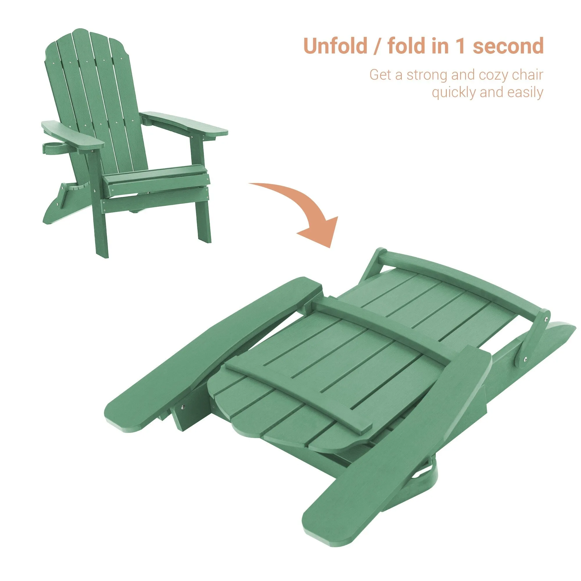 Bonosuki Set of 2 Folding Adirondack Chair Patio Fire Pit Chair