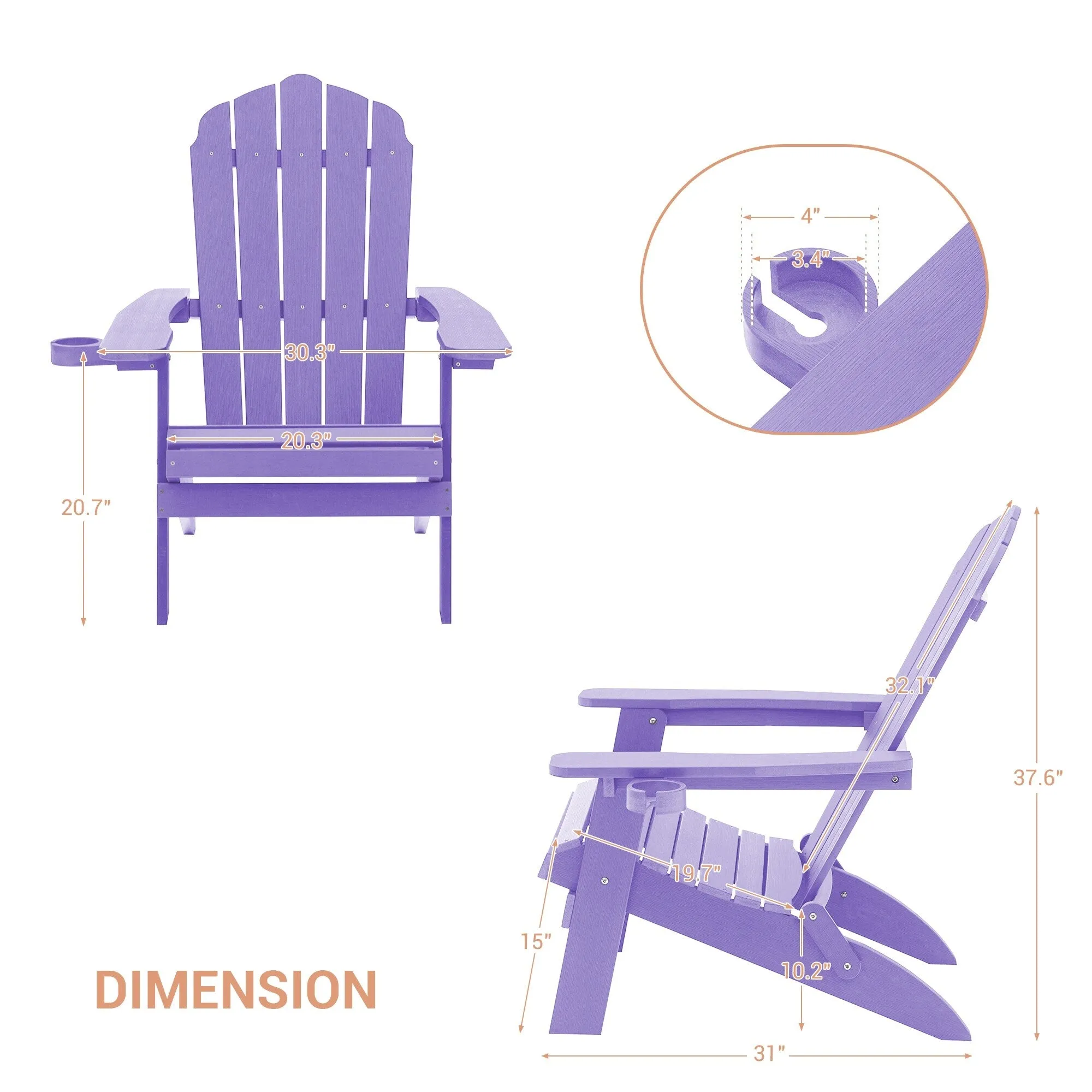 Bonosuki Set of 2 Folding Adirondack Chair Patio Fire Pit Chair