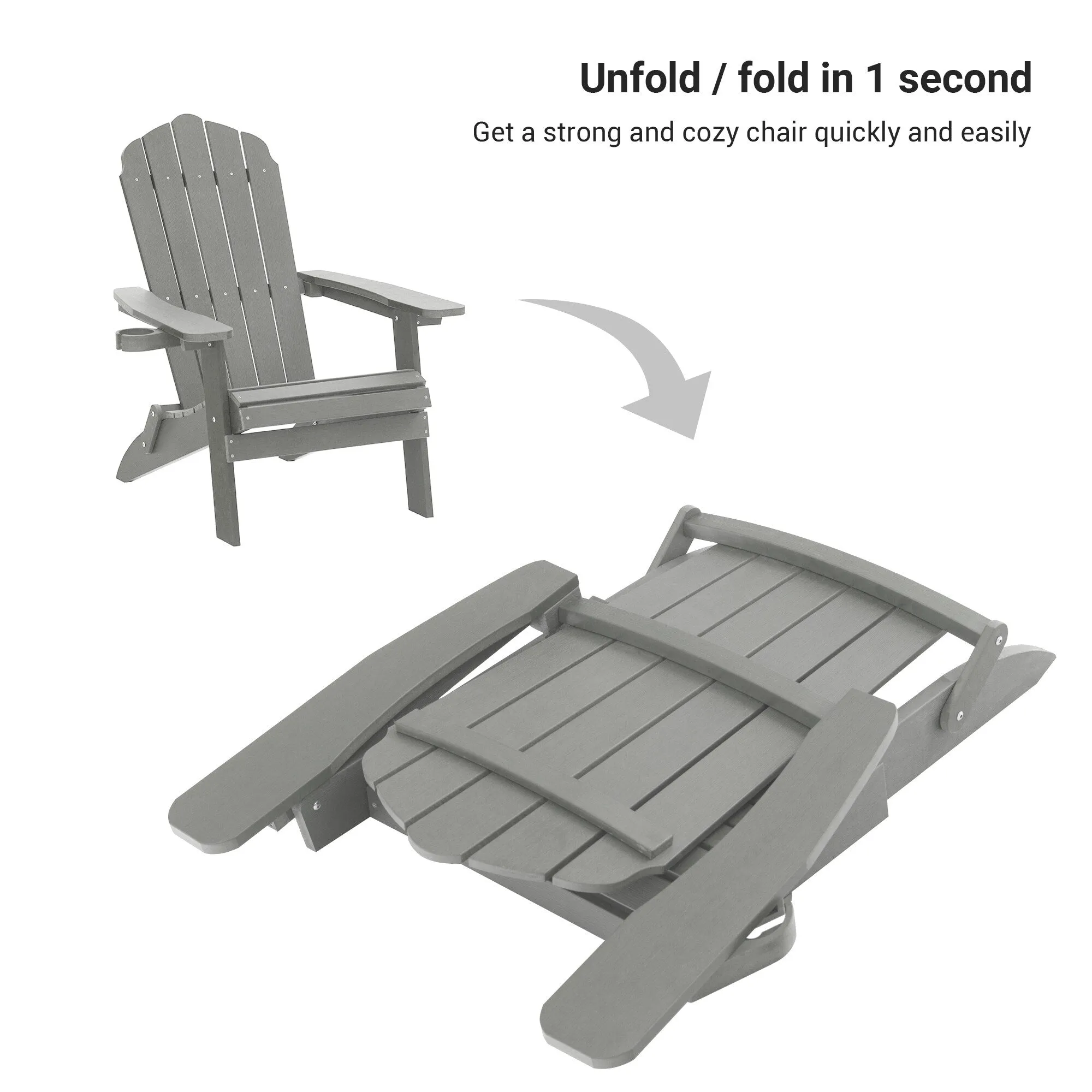 Bonosuki Set of 2 Folding Adirondack Chair Patio Fire Pit Chair