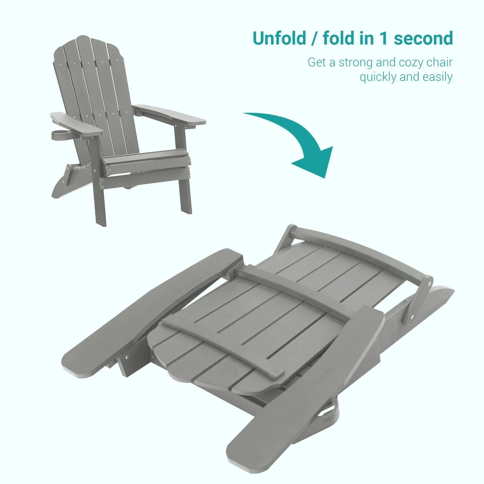 Bonosuki Set of 2 Folding Adirondack Chair Patio Fire Pit Chair