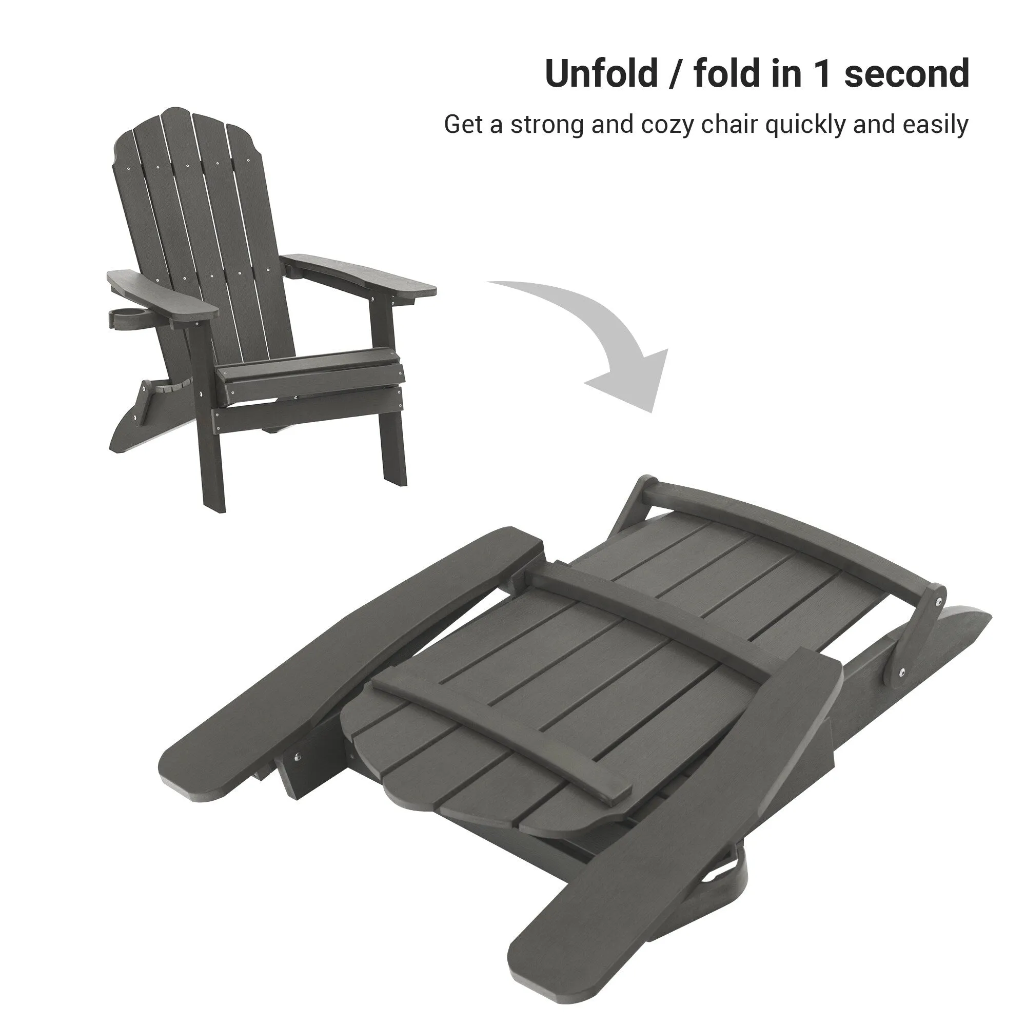 Bonosuki Set of 2 Folding Adirondack Chair Patio Fire Pit Chair