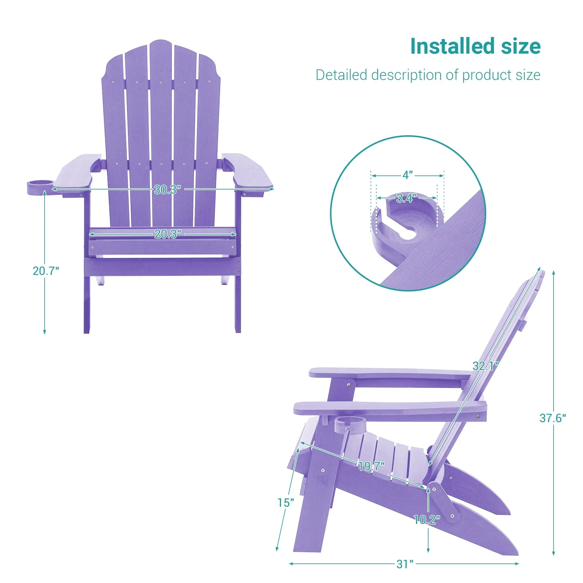 Bonosuki Set of 2 Folding Adirondack Chair Patio Fire Pit Chair