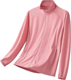 Borniu Women's Sun-proof Sun Protection Casual Jacket Lightweight Full Zip Running Shirt Sports Athletic Jackets