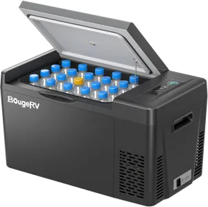 BougeRV 12 Volt Refrigerator 12V Car Fridge 23 Quart Portable Freezer Compressor Cooler 12/24V DC 110~240V AC for Truck Van RV SUV Boat Travel Camping Road Trips Tailgating -7℉~50℉ (Black)