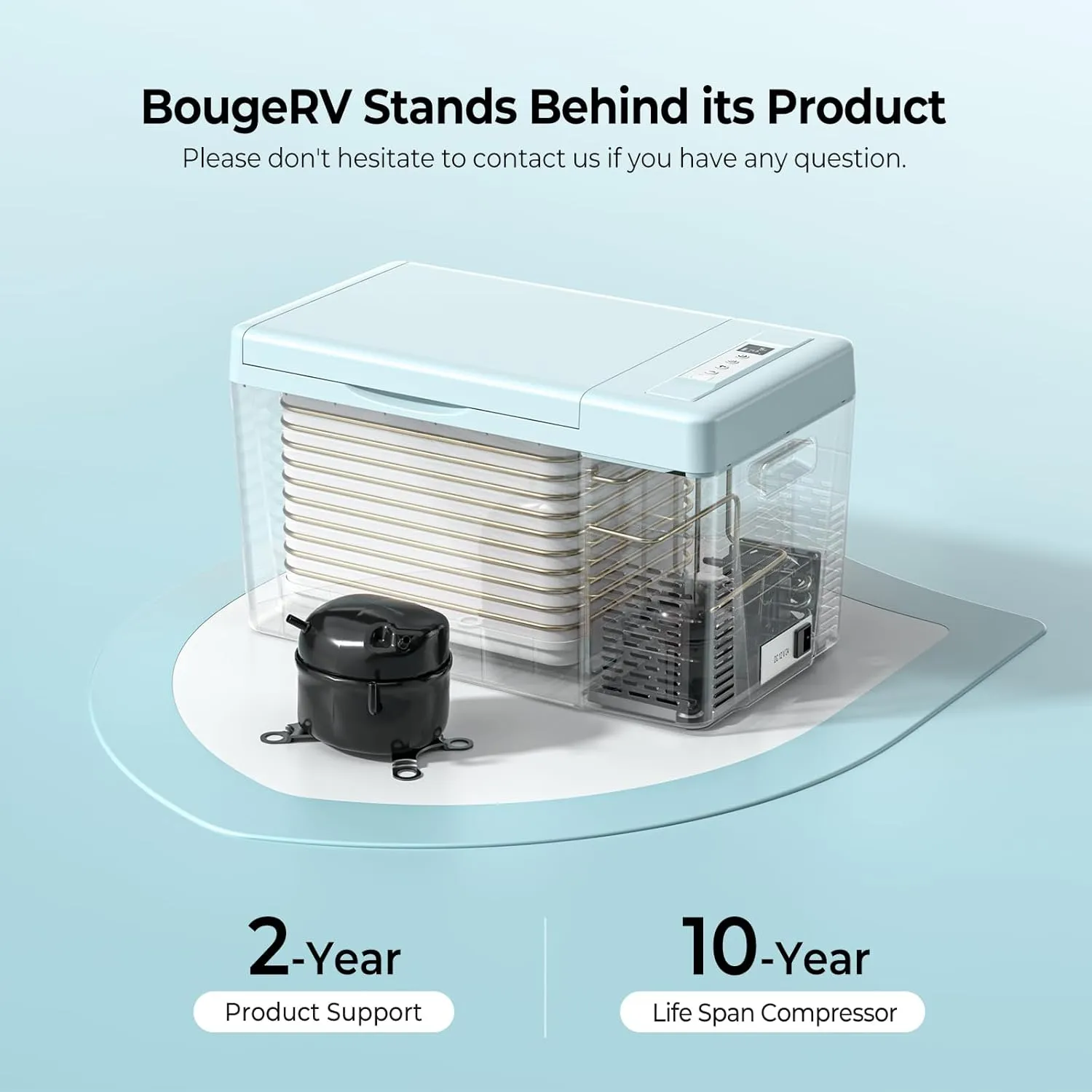 BougeRV Green 23Quart Portable Refrigerator, 12 Volt Fridge 22L, Portable Freezer Compressor Cooler 12/24V DC 110~240 Volt AC for Truck Van RV Camper -7℉~50℉