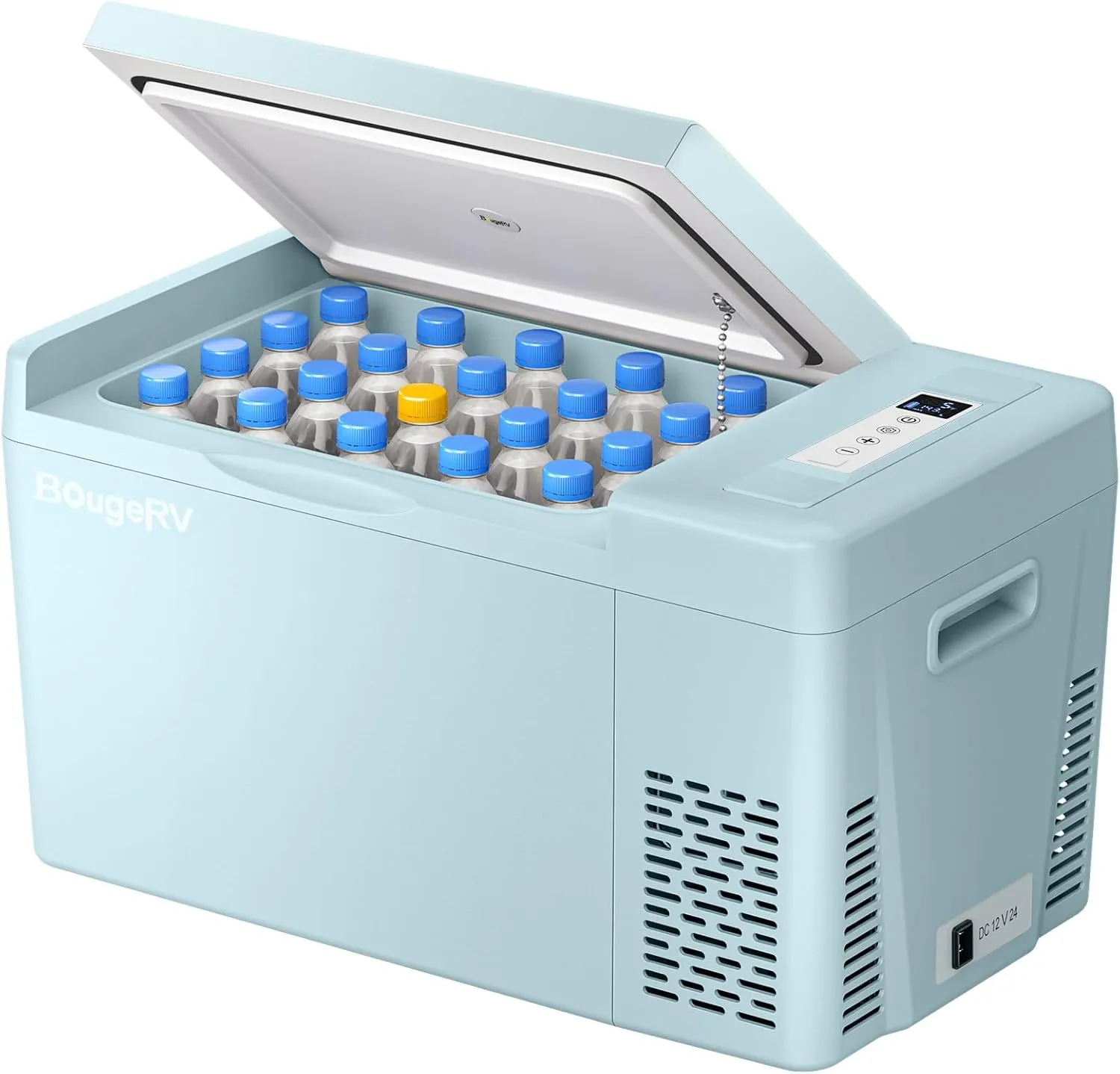 BougeRV Green 23Quart Portable Refrigerator, 12 Volt Fridge 22L, Portable Freezer Compressor Cooler 12/24V DC 110~240 Volt AC for Truck Van RV Camper -7℉~50℉