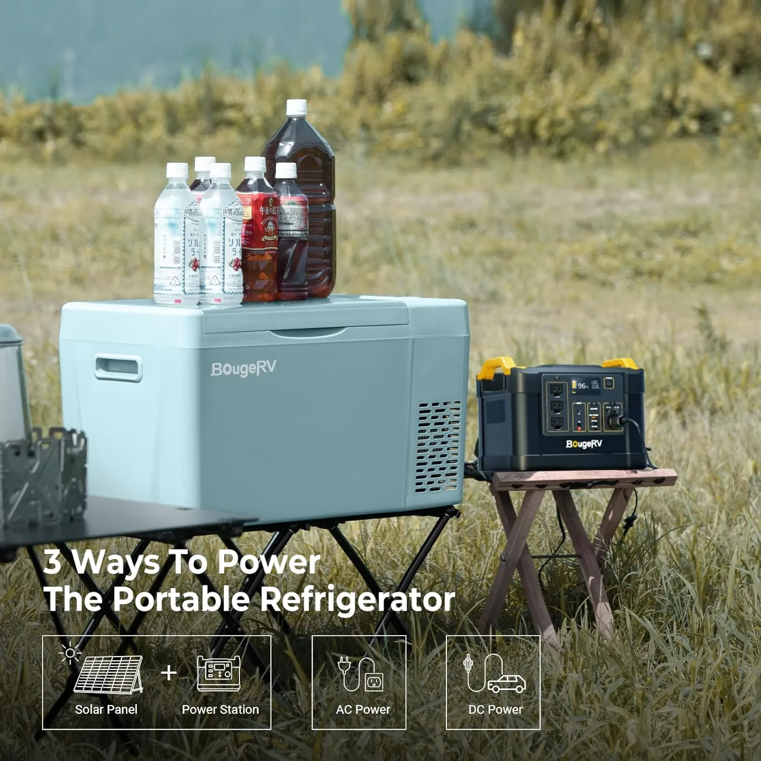 BougeRV Green 23Quart Portable Refrigerator, 12 Volt Fridge 22L, Portable Freezer Compressor Cooler 12/24V DC 110~240 Volt AC for Truck Van RV Camper -7℉~50℉