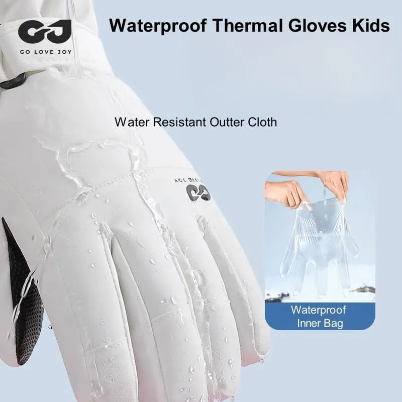 Boys Girls Ski Snow Gloves Waterproof Winter Insulated Thermal Kids Snowboard Gloves for Skiing Snowboarding Ice Skating Snow Sleds Extreme Cold Weather Ski Gear