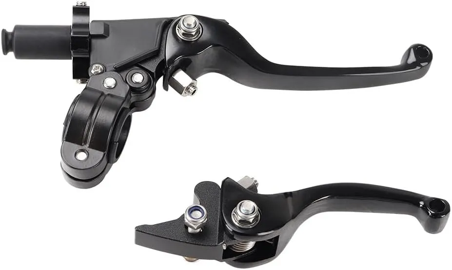 Brake & Clutch Folding Levers ASV for 7/8" 22mm Motorcycle Handlebars - Aluminum Alloy Black for KLX SSR TTR CRF50-250cc Dirt & Motocross Bikes