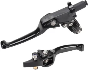 Brake & Clutch Folding Levers ASV for 7/8" 22mm Motorcycle Handlebars - Aluminum Alloy Black for KLX SSR TTR CRF50-250cc Dirt & Motocross Bikes