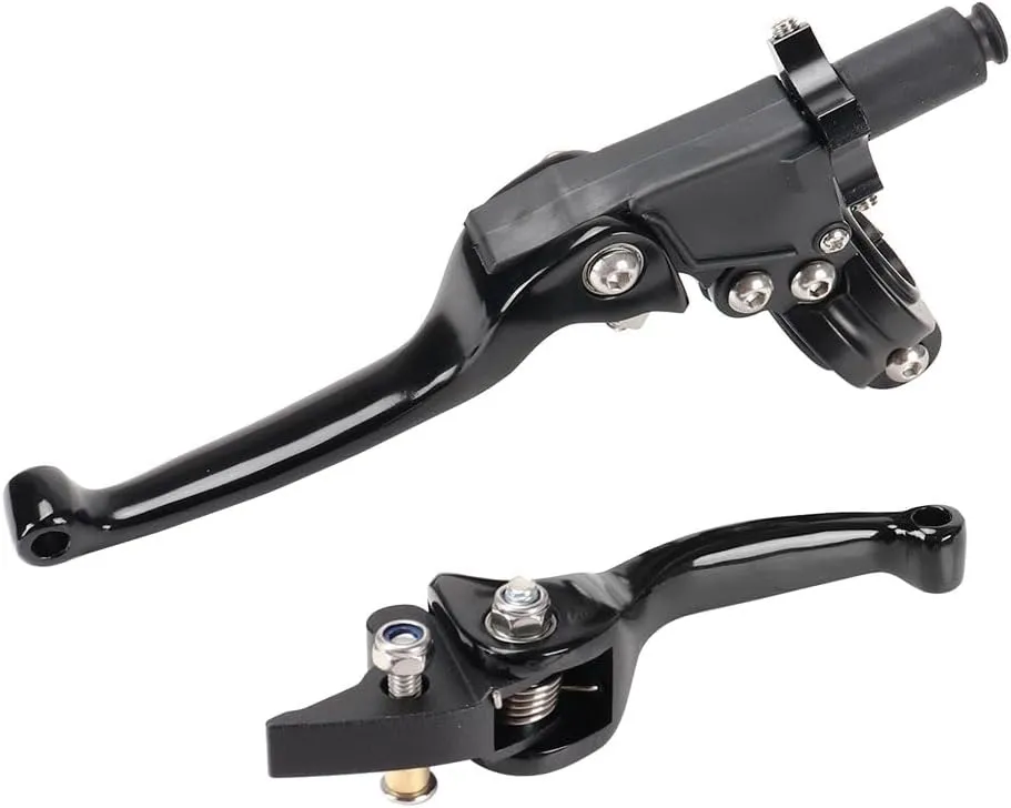 Brake & Clutch Folding Levers ASV for 7/8" 22mm Motorcycle Handlebars - Aluminum Alloy Black for KLX SSR TTR CRF50-250cc Dirt & Motocross Bikes