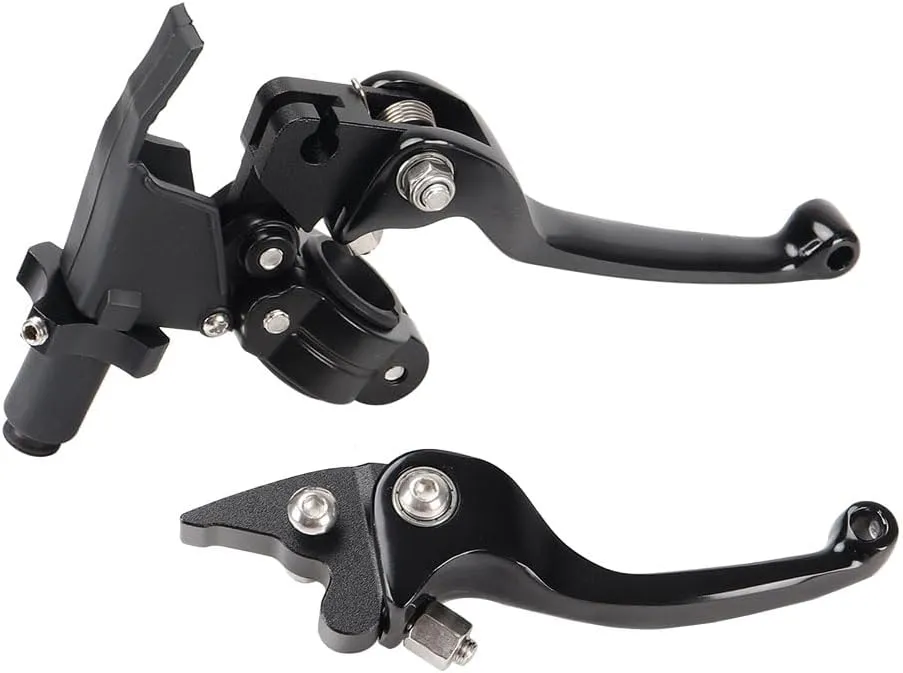 Brake & Clutch Folding Levers ASV for 7/8" 22mm Motorcycle Handlebars - Aluminum Alloy Black for KLX SSR TTR CRF50-250cc Dirt & Motocross Bikes