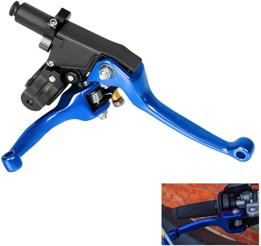 Brake & Clutch Folding Levers ASV for 7/8" 22mm Motorcycle Handlebars - Aluminum Alloy Blue for KLX, SSR, TTR, CRF50-250cc Dirt Bike, ATV, Motocross, Mini Bike