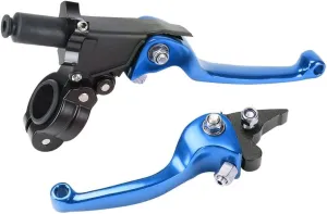 Brake & Clutch Folding Levers ASV for 7/8" 22mm Motorcycle Handlebars - Aluminum Alloy Blue for KLX, SSR, TTR, CRF50-250cc Dirt Bike, ATV, Motocross, Mini Bike